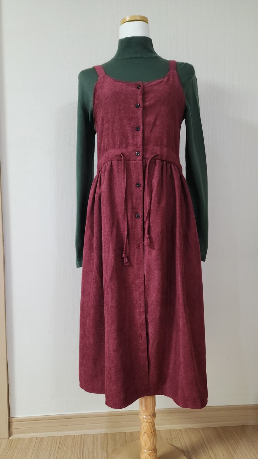 앤 버건디 원피스& 카키 반목폴라 상품이미지1