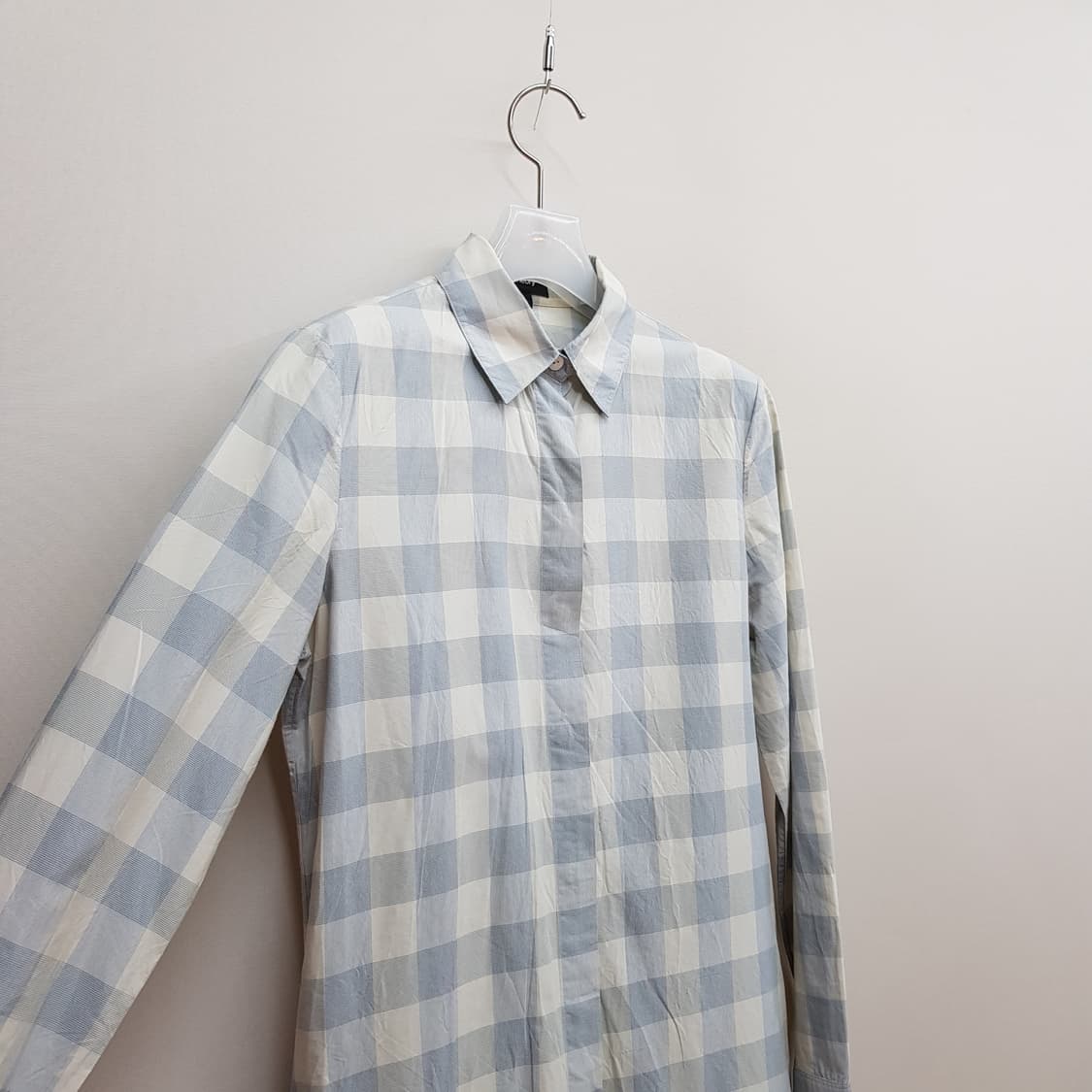 띠어리 Theory  체크 실크 코튼 셔츠 원피스 P사이즈 상품이미지3