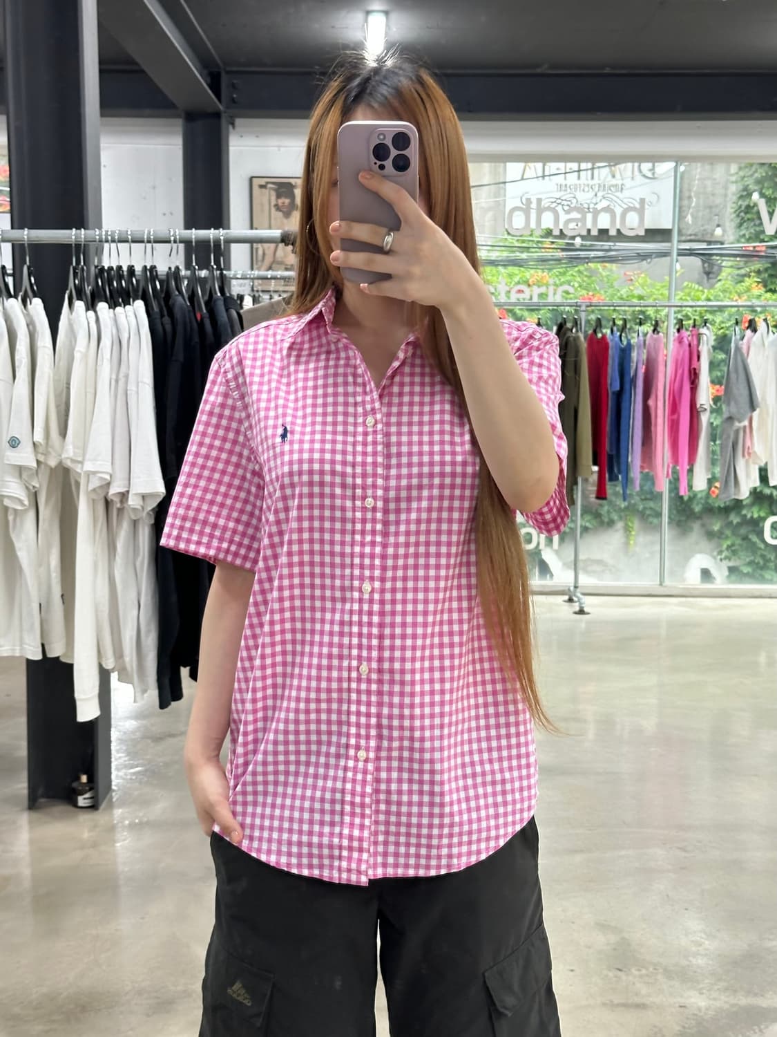 폴로랄프로렌 큐알텍 핑크체크 반팔셔츠 상품이미지3