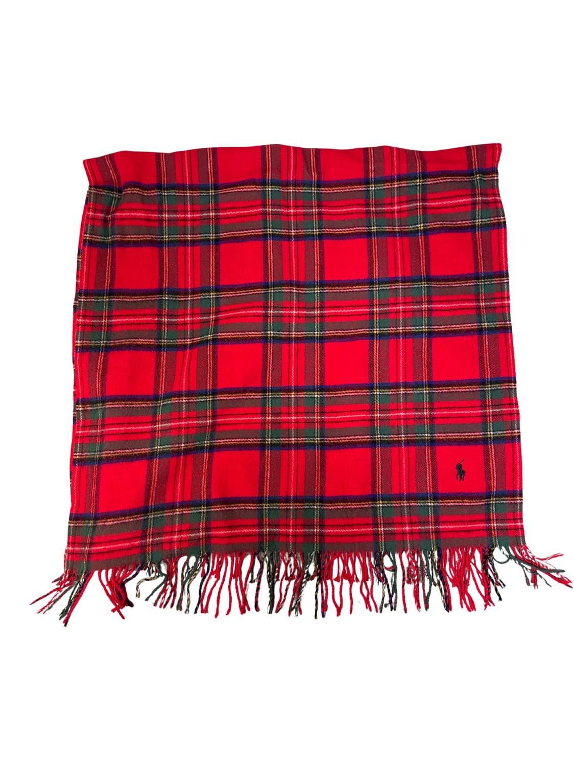 빈티지 90s 랄프로렌 숄 울 머플러 타탄체크 레드 OS 상품이미지3
