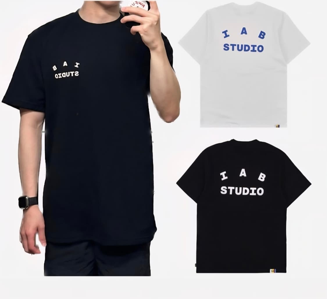 한정수량 IAB  studio 반팔 티셔츠 블랙, 화이트 상품이미지5