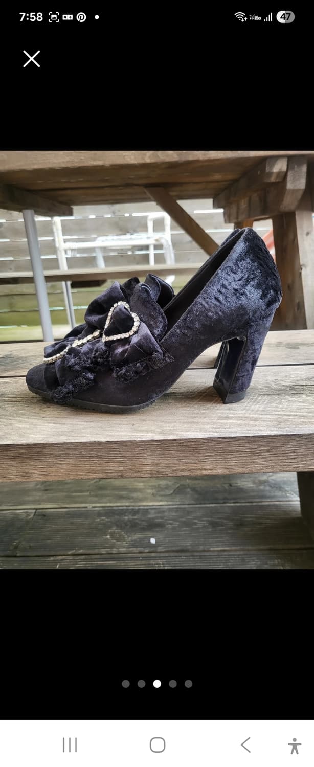 수콤마보니 벨벳 큐빅 장식 힐230 새제품 상품이미지3