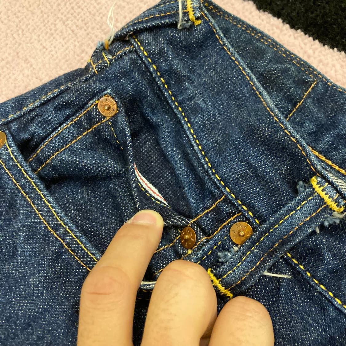 OG 일본 에비수 빅로고 프린팅 셀비지 데님 팬츠 상품이미지6