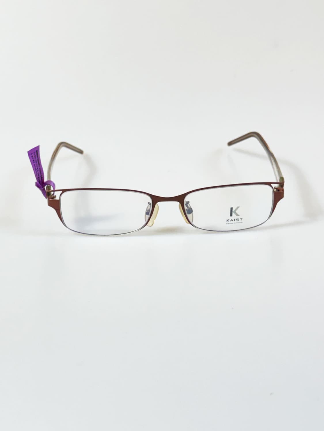 KAIST 브라운 티타늄 슬림 스퀘어 프레임 빈티지 안경 상품이미지2