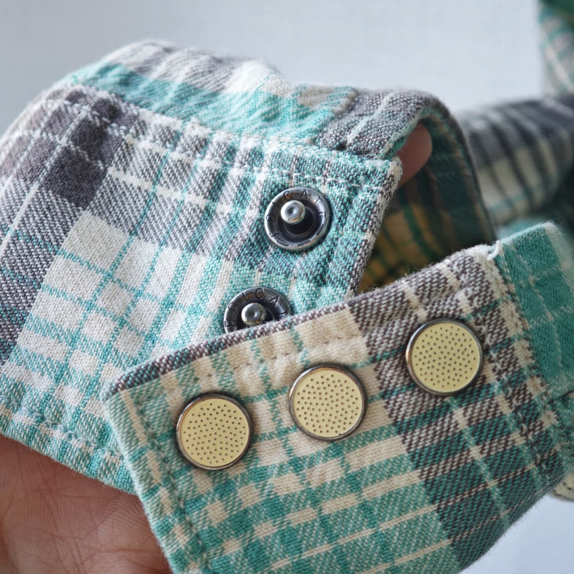 더블알엘 RRL 랄프로렌 플래드 웨스턴 셔츠 민트 차콜 그레이 L 상품이미지7