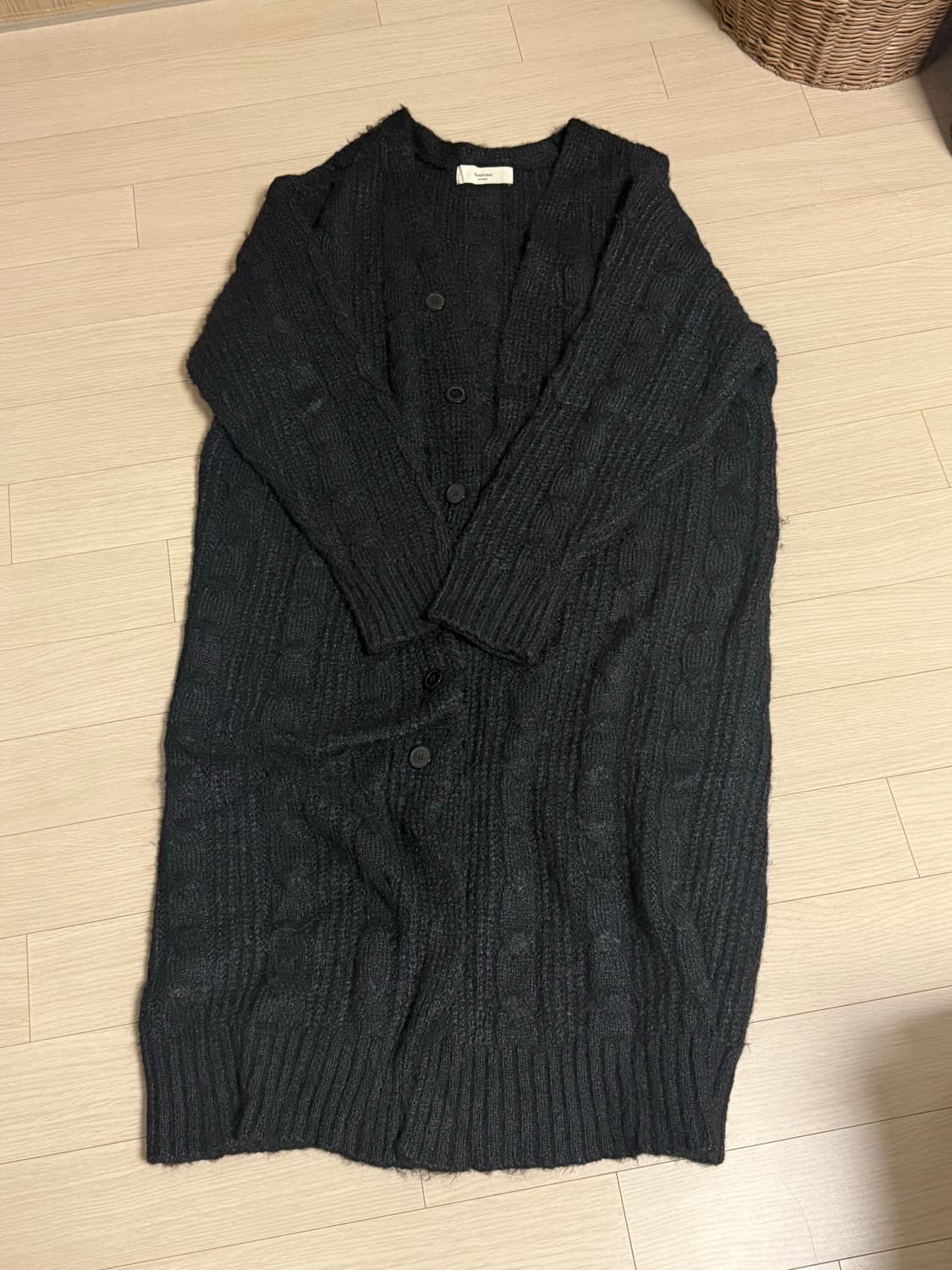 쓰리타임즈 베일리 롱 가디건 bailey long cardigan 블랙 상품이미지2