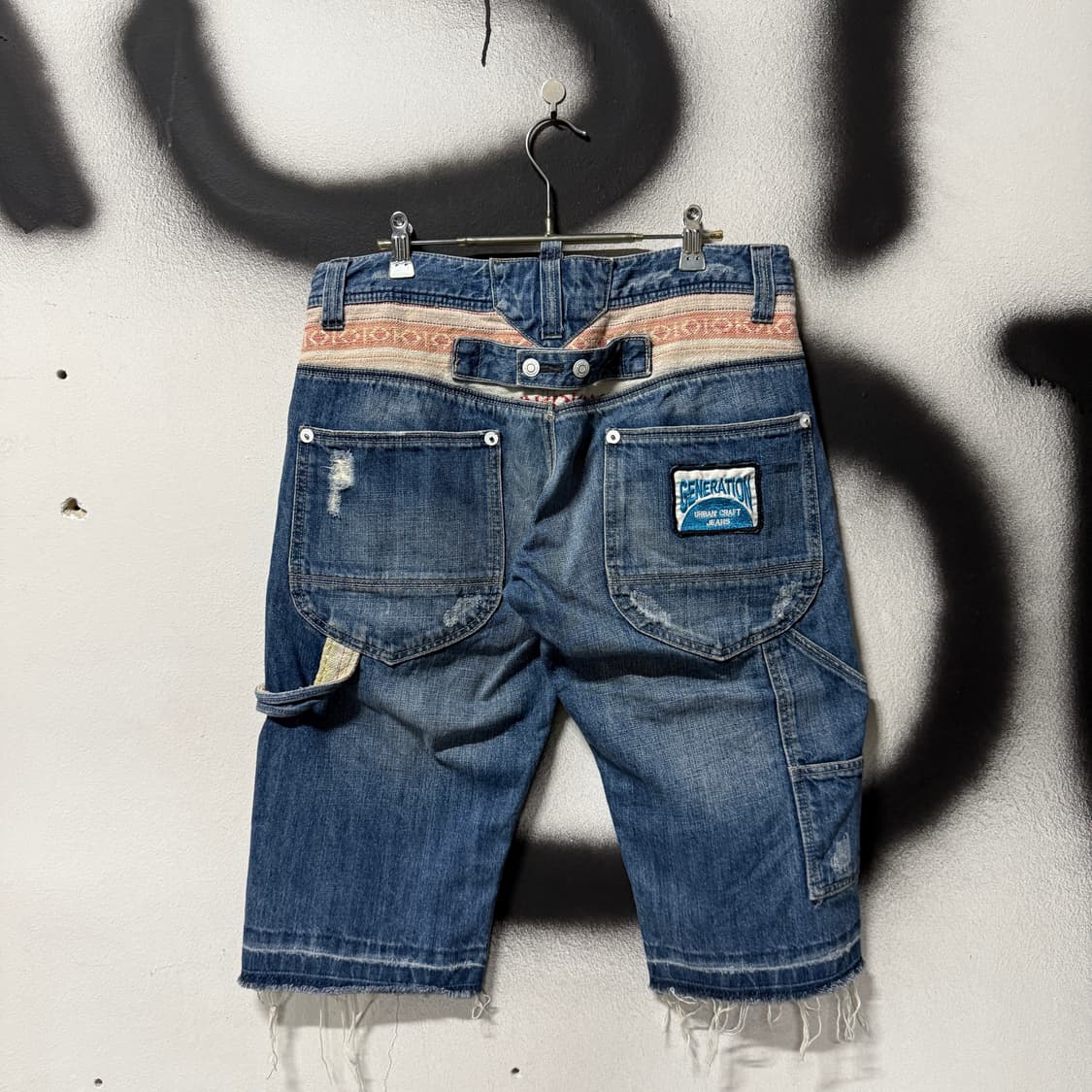 VTG 빈티지 올드스쿨 레이어드 패치 디테일 신치백 카펜터 데님 반바지 상품이미지1