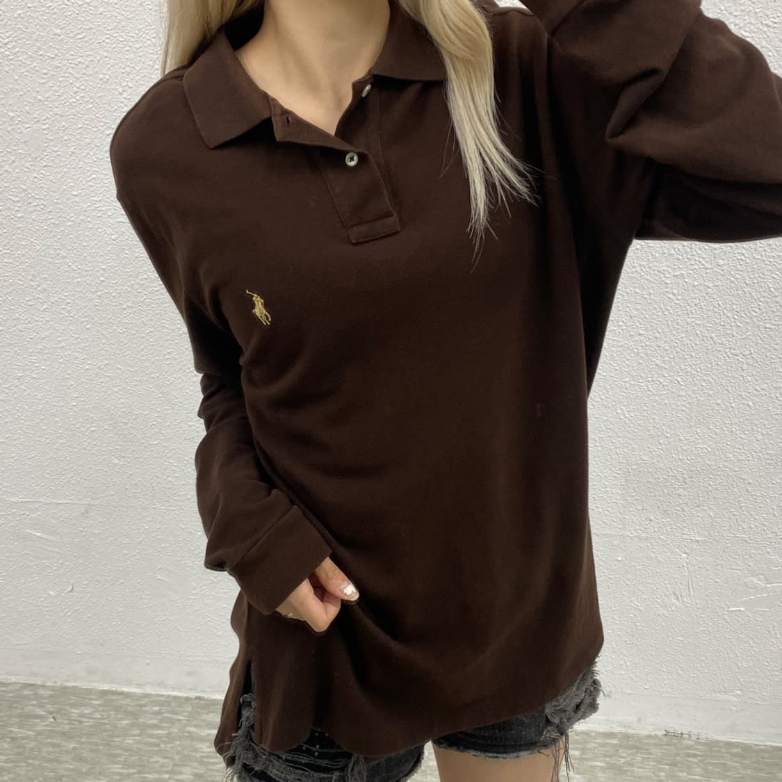 폴로 랄프로렌 베이지포니 브라운 pk 긴팔티 L 상품이미지1