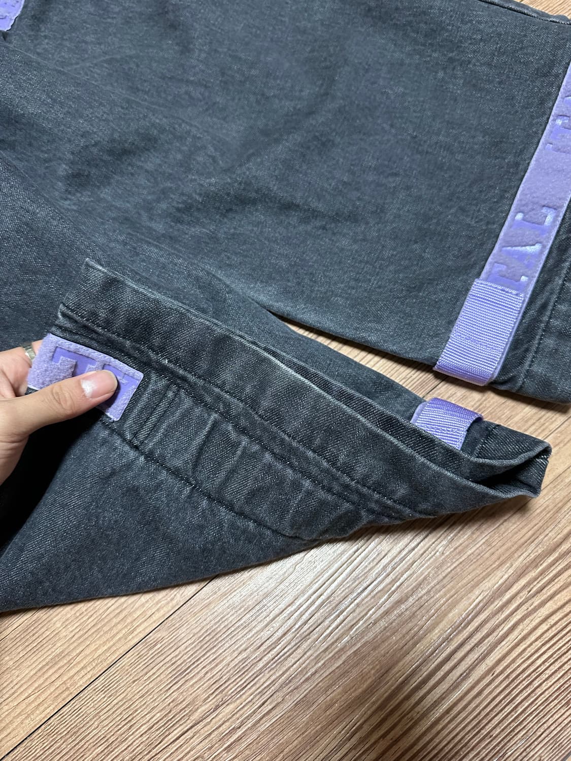 카피탈 14oz 데님 누벨 셔틀 팬츠 블랙 퍼플 상품이미지3