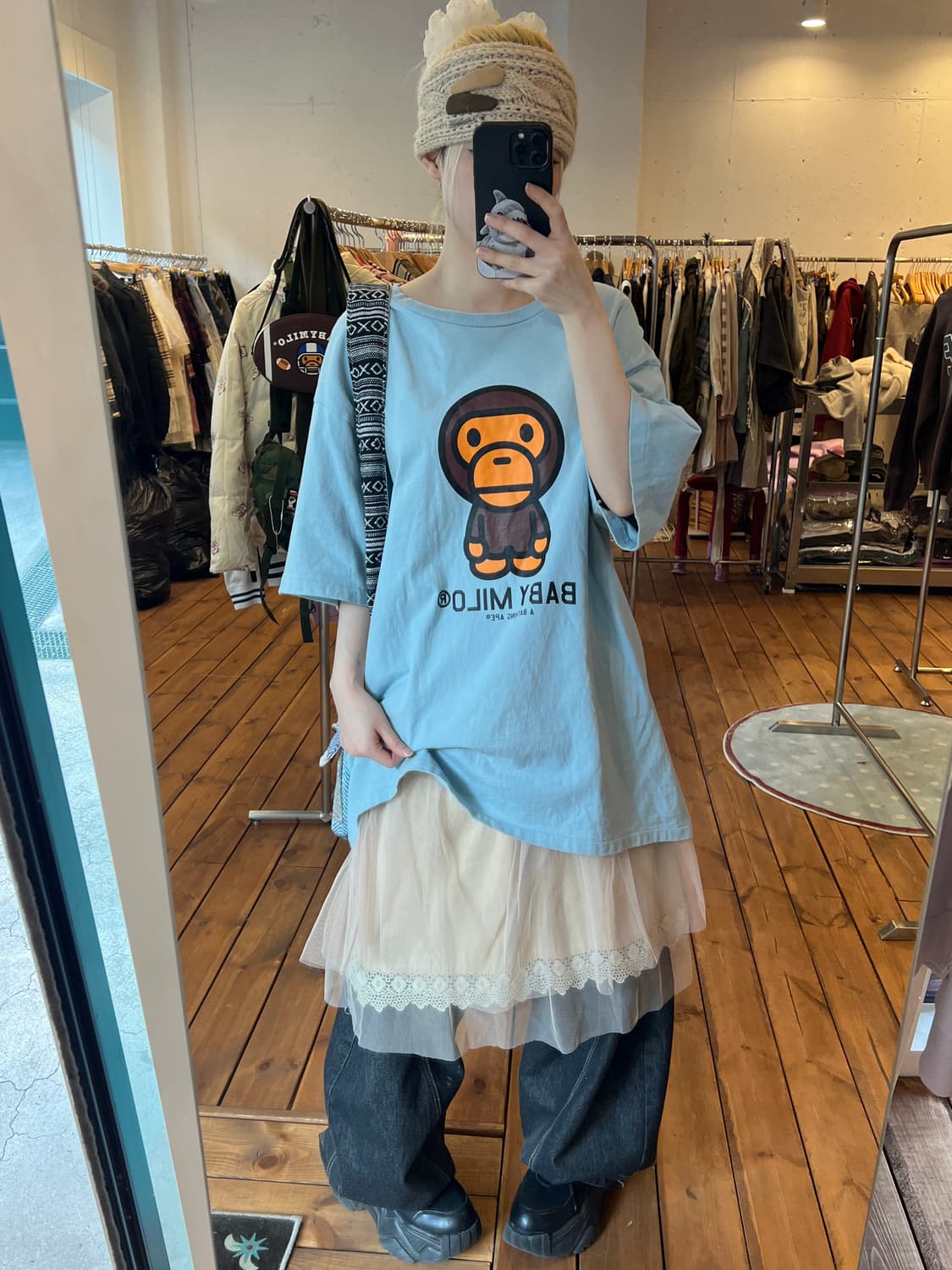 베이프 마일로 스카이블루 반팔 상품이미지1