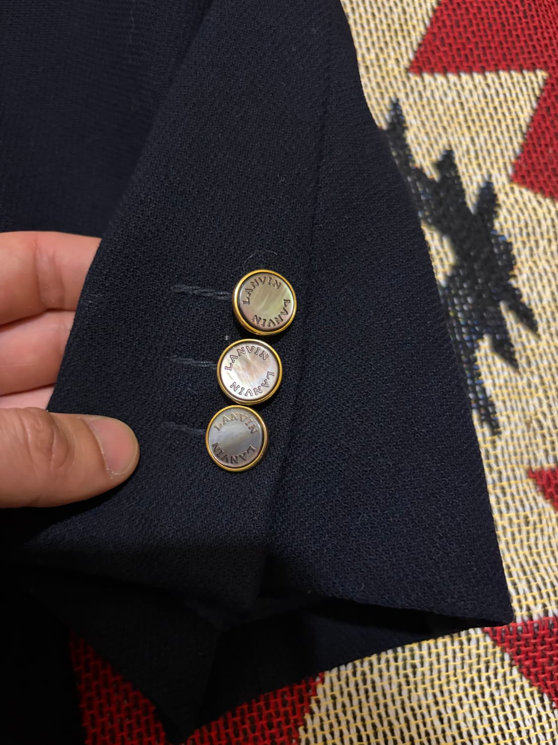 100-105) 랑방 네이비 금장 더블 브레스티드 자켓 상품이미지5