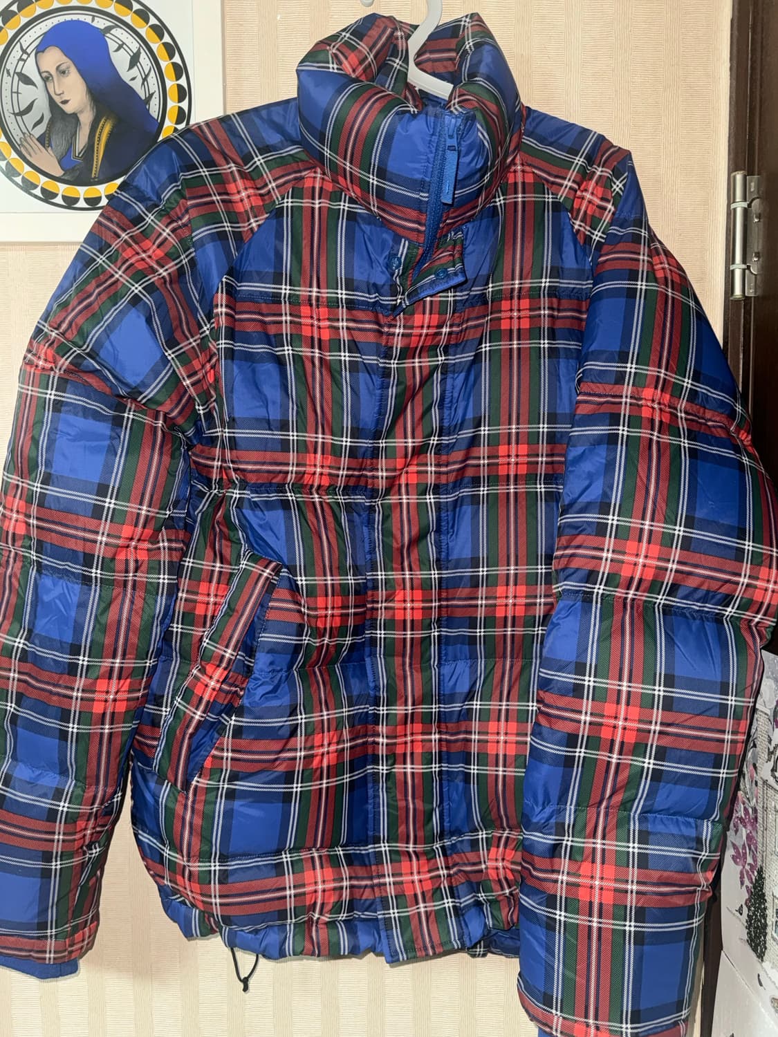 JW 앤더슨 X 유니클로 깃털 다운 체크 숏패딩 m 급처 상품이미지1