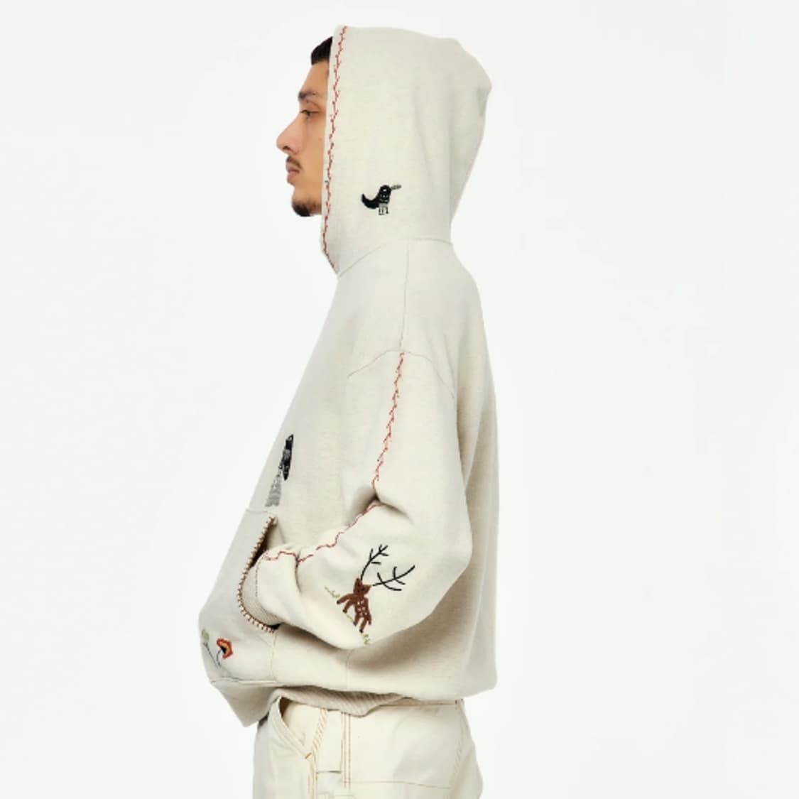 캐피탈 탑 플리스 후드 스웨트셔츠 크로우 앤 캣 자수 키나리 상품이미지3