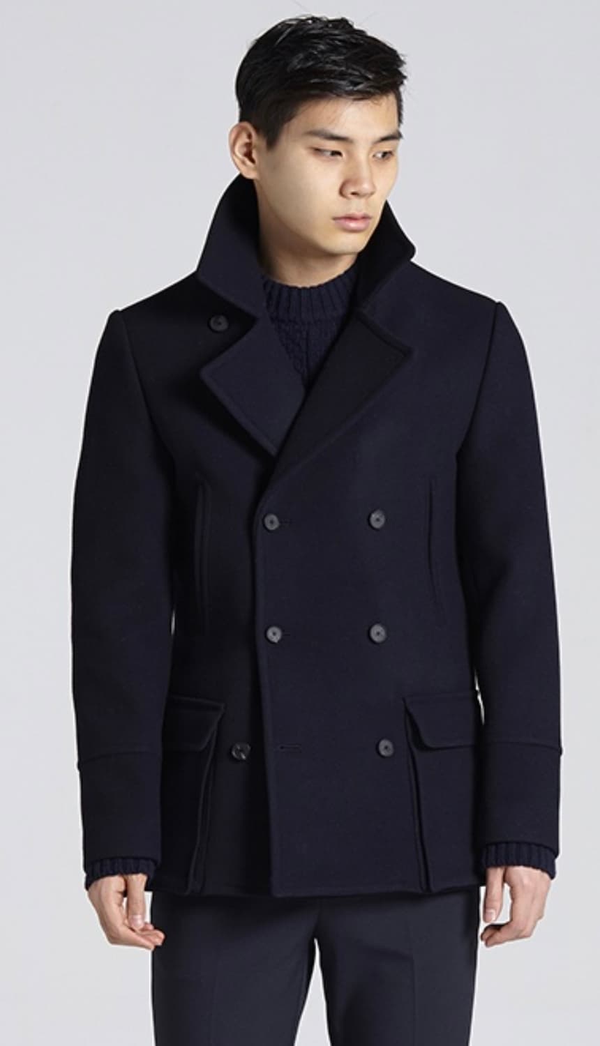 (착샷) 노앙 피코트 울 코트 네이비 상품이미지8