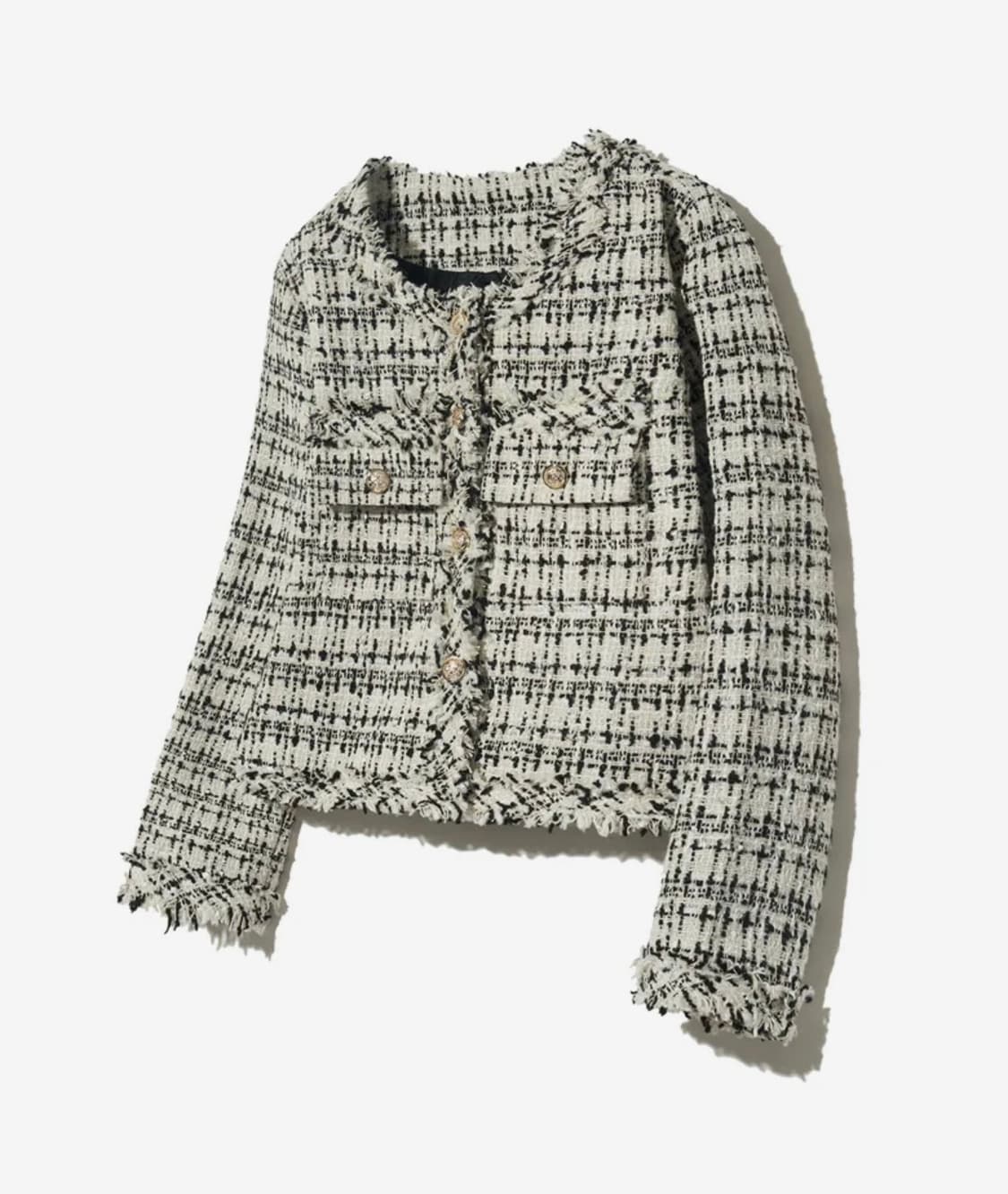 [새상품] 비바브라운 크롭 트위드 자켓 블랙 상품이미지1