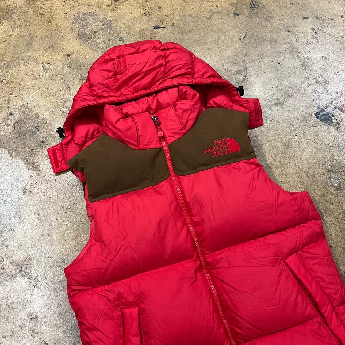 [정품/90] 노스페이스 후드 패딩 조끼 레드 b16 상품이미지1