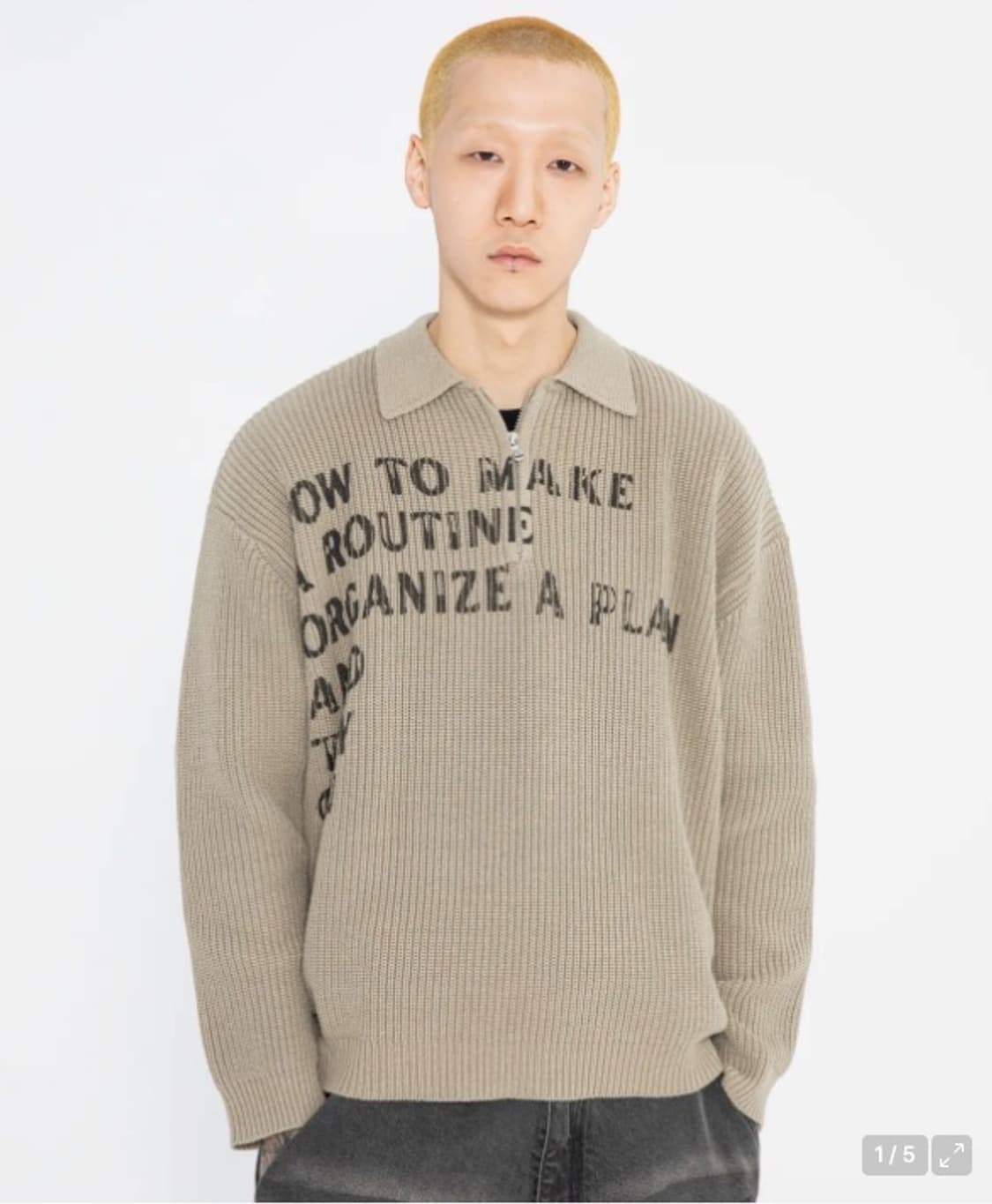 [새상품,M] 엑스톤즈 XTONZ 플랜 카라 하프집업 니트 상품이미지1