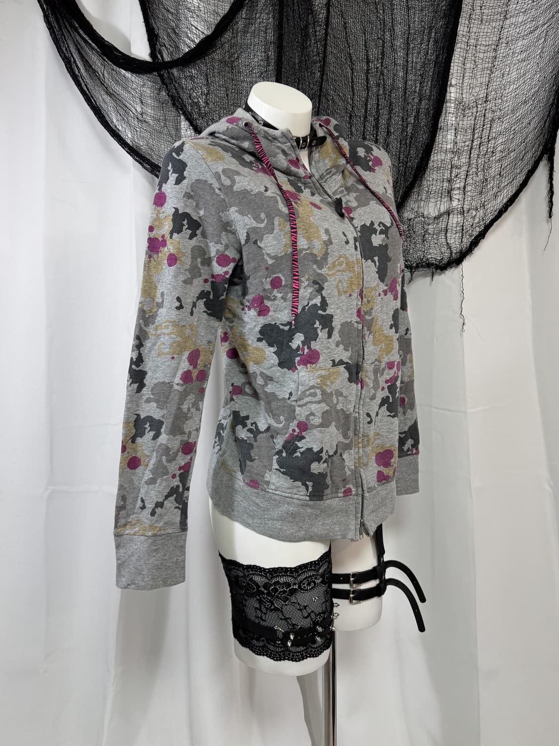 gray printing hood zip up 상품이미지3