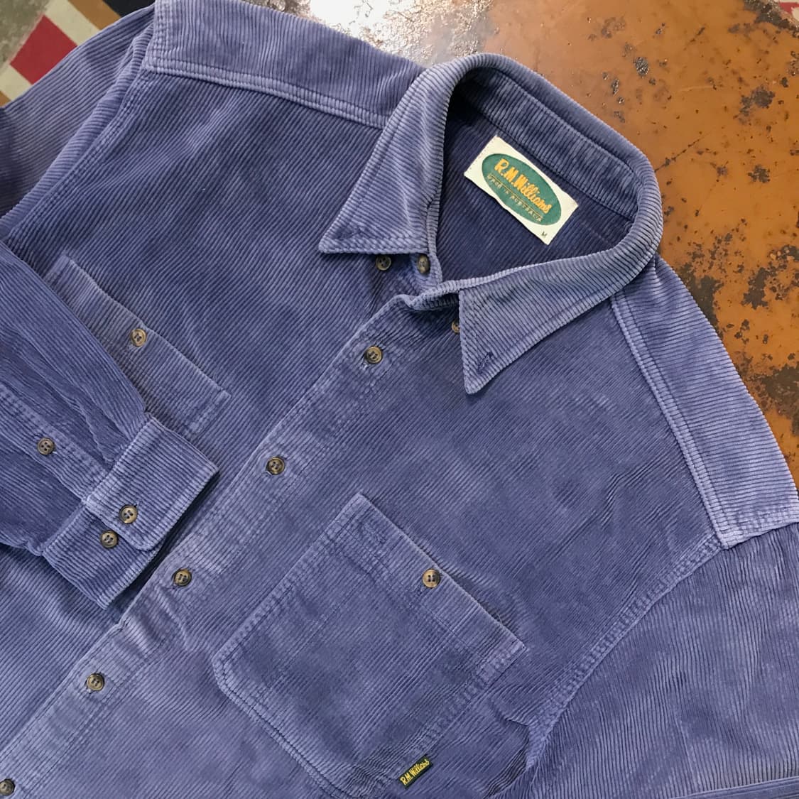 VTG 호주 빈티지 톤다운 네이비 투포켓 코듀로이 셔츠 남성 110 상품이미지3
