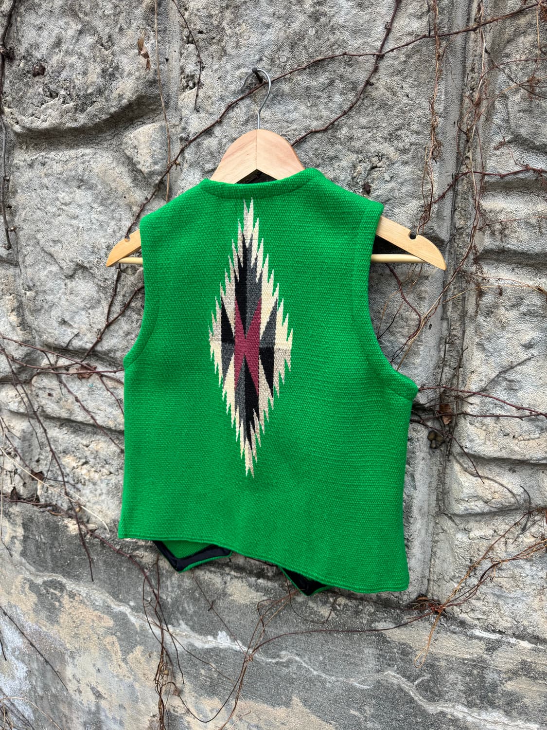 오르테가 핸드 우븐 울 나바호 네이티브 무늬 치마요 베스트 조끼 그린 상품이미지5