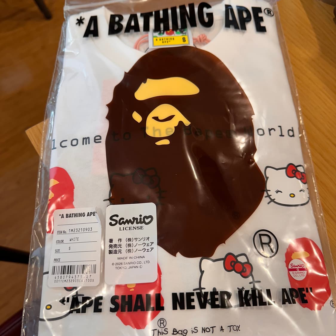 BAPE 베이프 산리오 콜라보 키티 티셔츠 화이트 S 상품이미지3