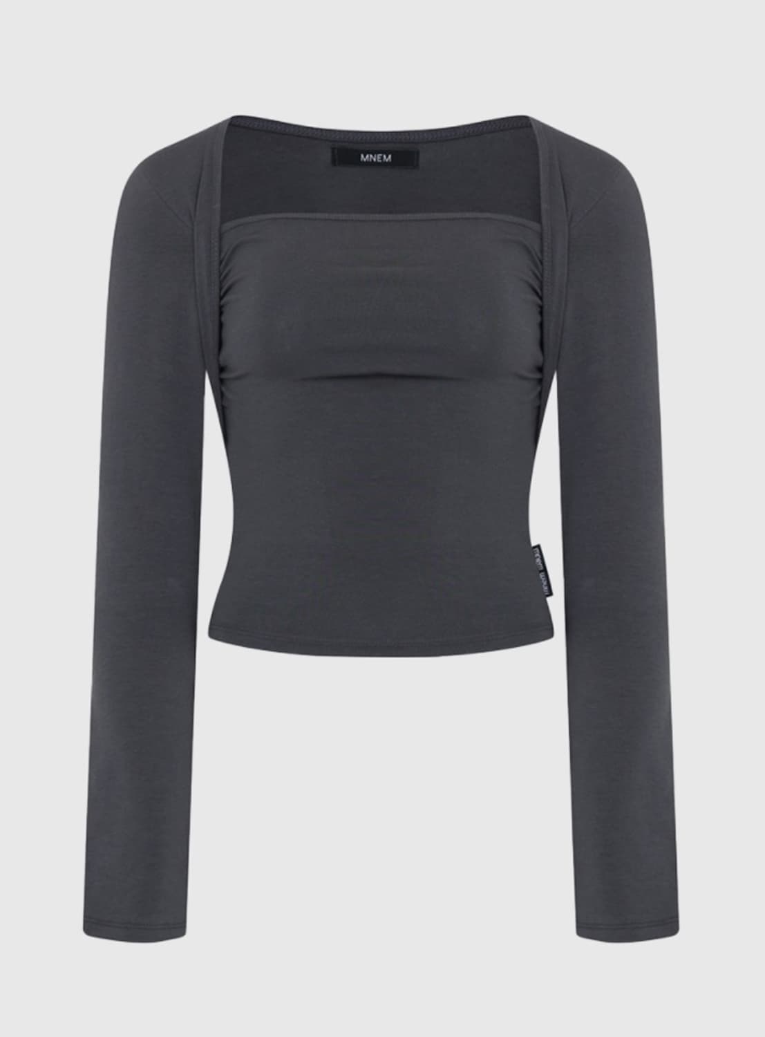 므넴 볼레로 셔링 탑 차콜 상품이미지1