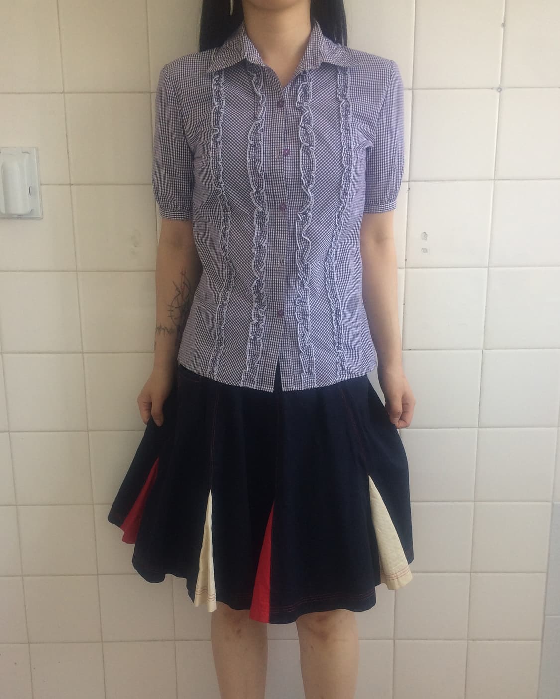 Frill check pattern shirt 상품이미지6