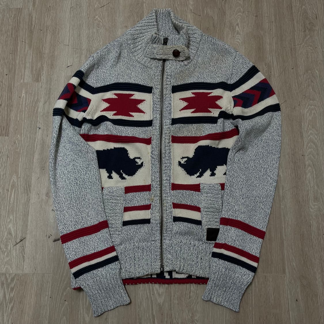 빈티지 Superdry 아즈텍 코위찬 니트 집업 가디건 M/95 상품이미지1