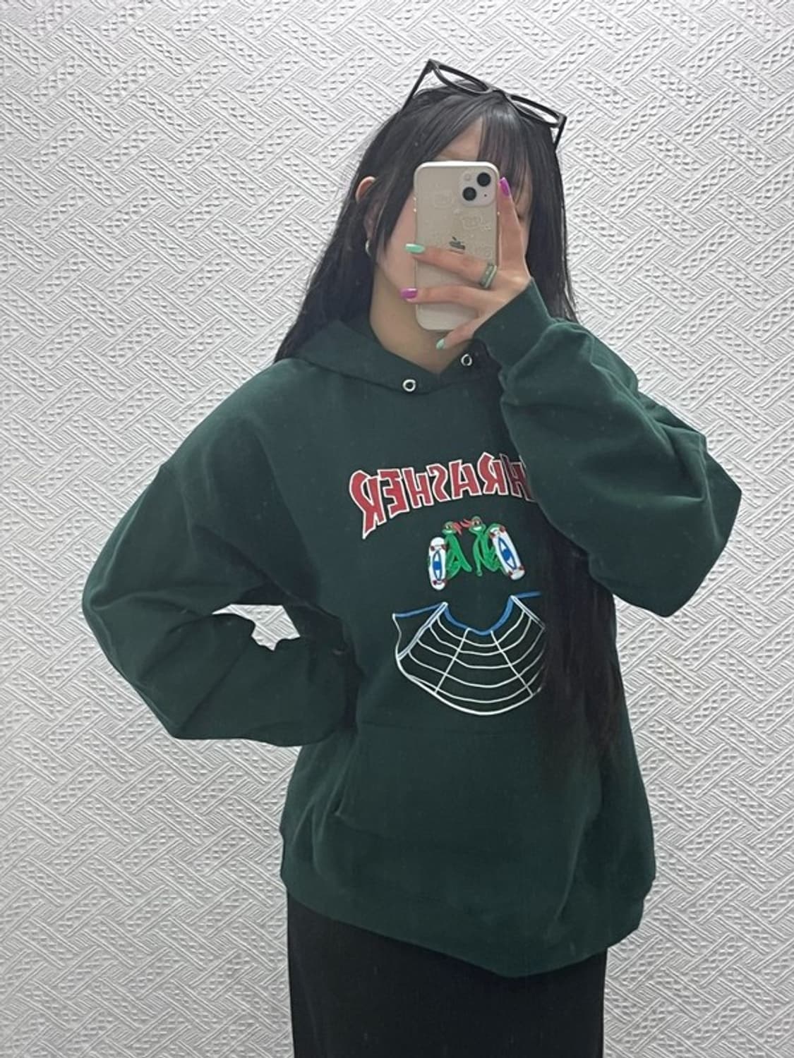 트레셔 키치 닌자거북이 더블즈 딥그린 후드티 L C07158 상품이미지2