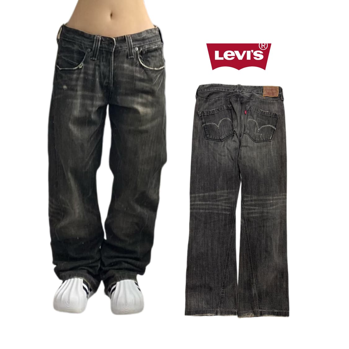 리바이스 00s 701 흑청 커브 라인 데님팬츠 상품이미지1