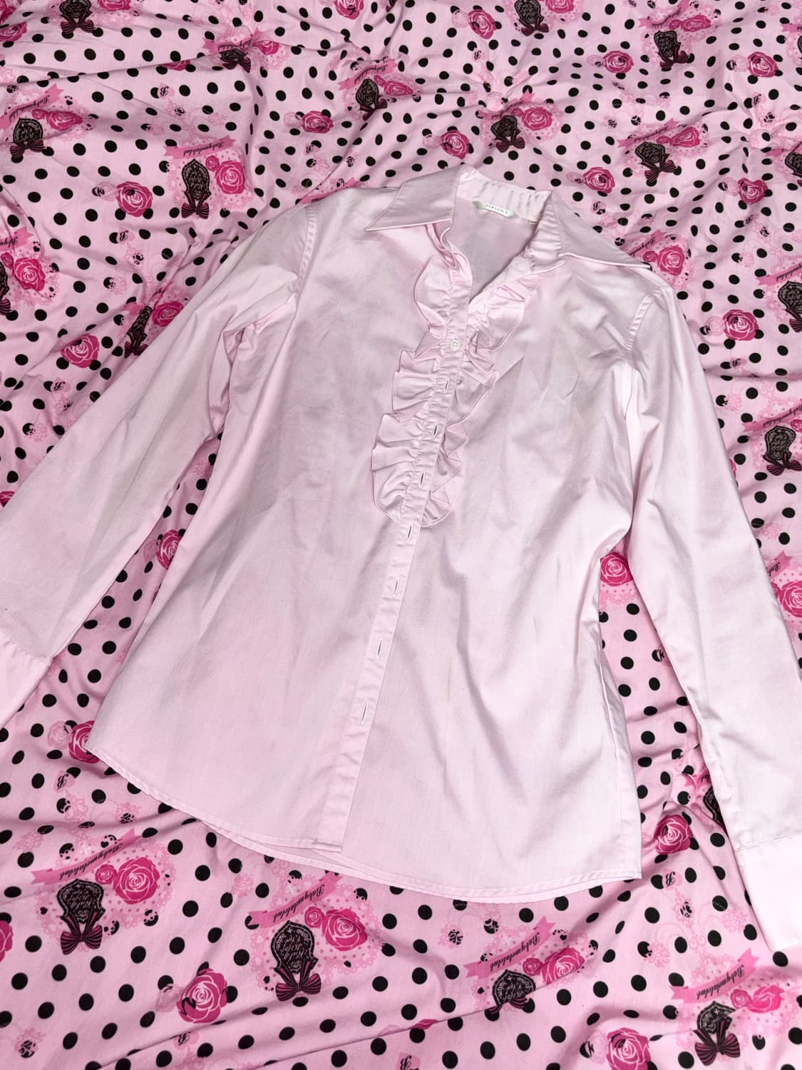 히메 핑크 러플 셔츠 연핑 블라우스 상품이미지1