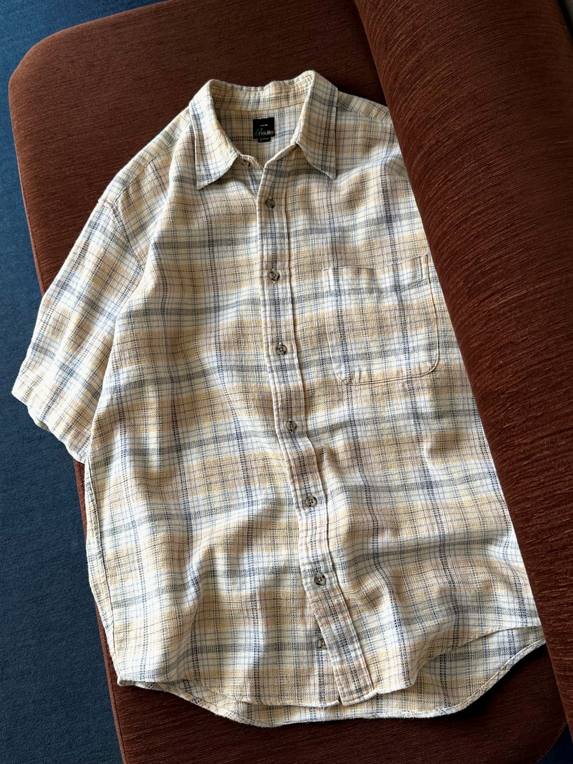 Natural cotton woven fabric H/S shirt 상품이미지3
