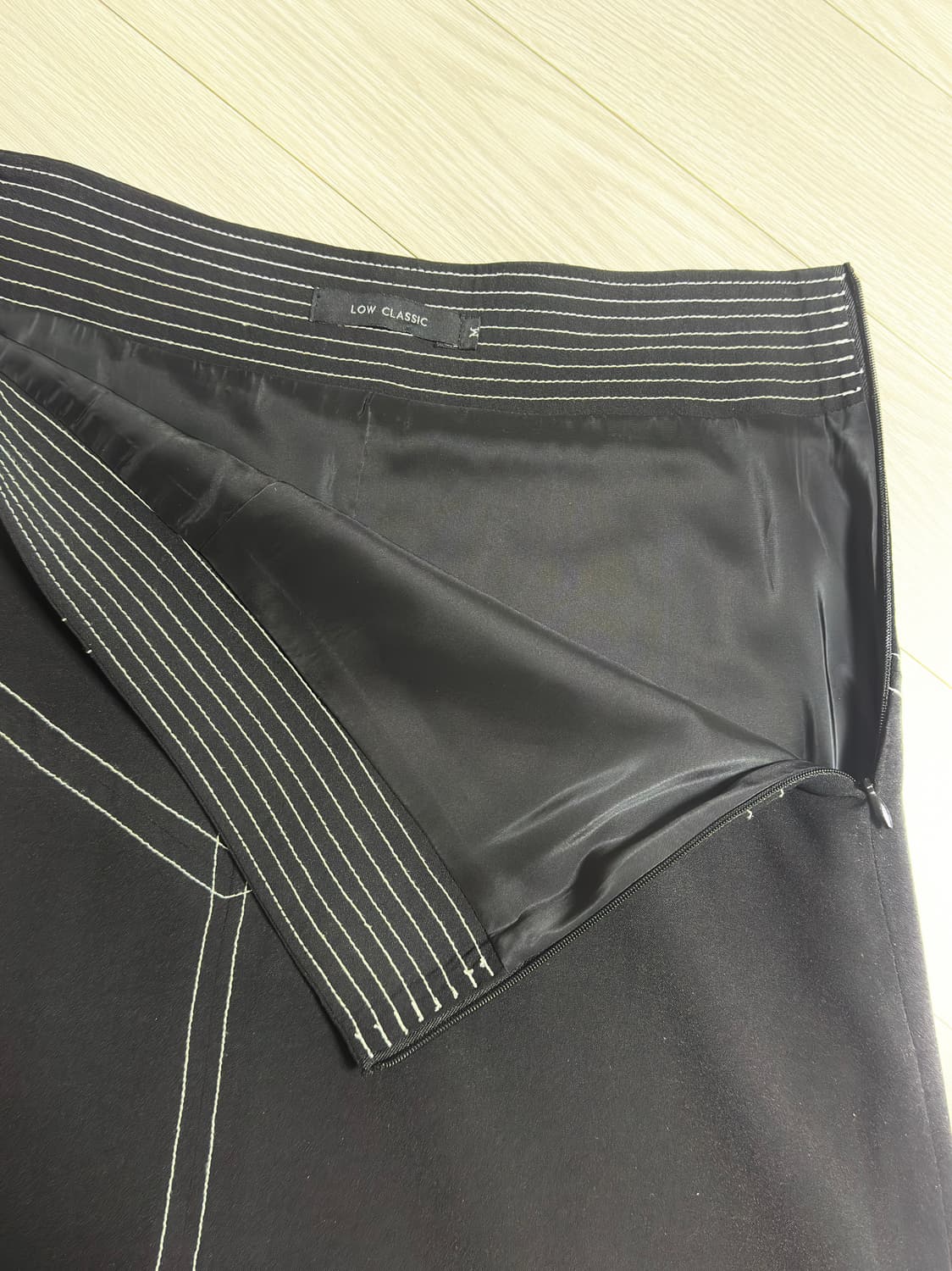 로우클래식 스티치 언발란스 스커트 상품이미지4