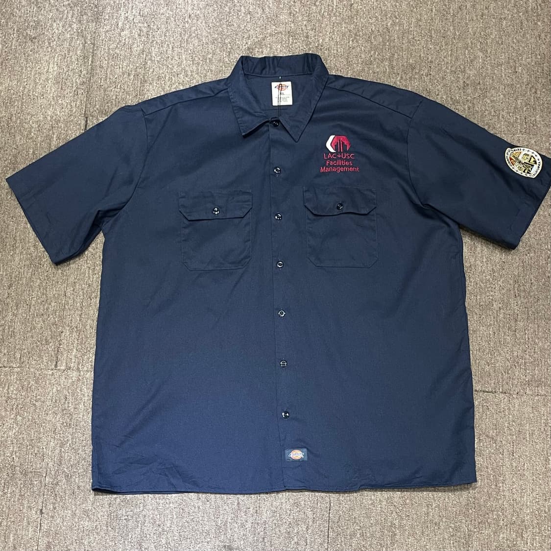 (XL) Dickies 디키즈 반팔 워크 셔츠 패치 네이비 상품이미지3