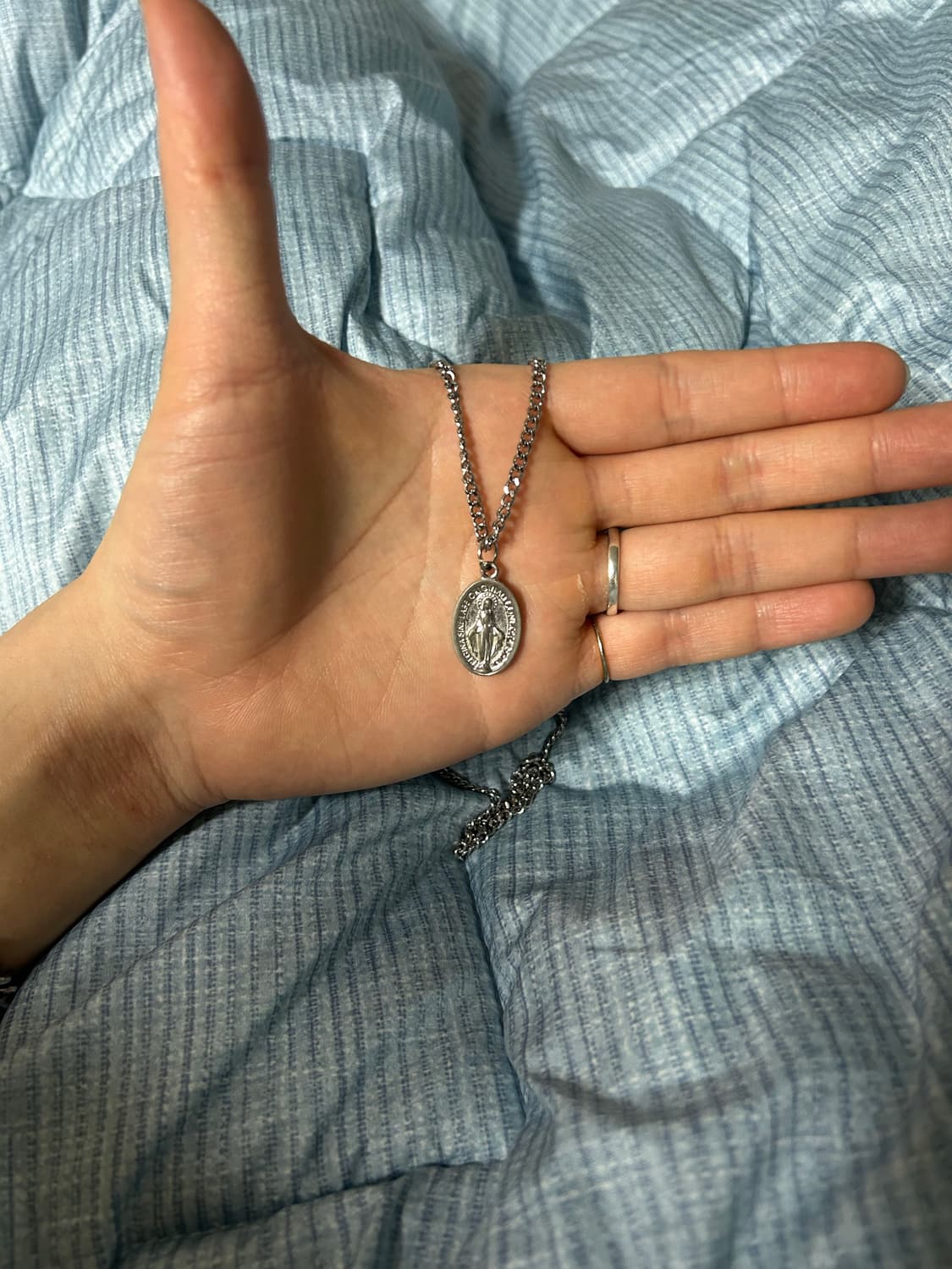 십자가 사각 바 성모마리아 팬던트 써지컬 스틸 실버 목걸이  상품이미지4