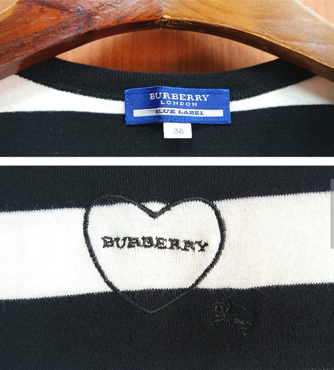 버버리 블루라벨  단가라 브이넥 반팔 상품이미지3