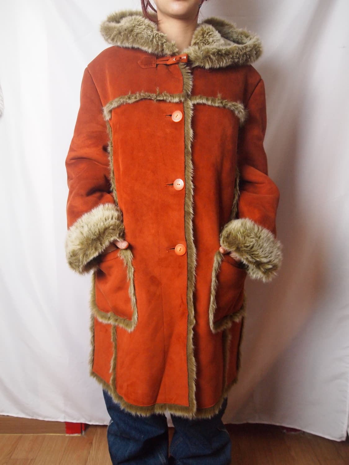 빈티지 스웨이드 퍼 트리밍 후드 자켓 상품이미지2