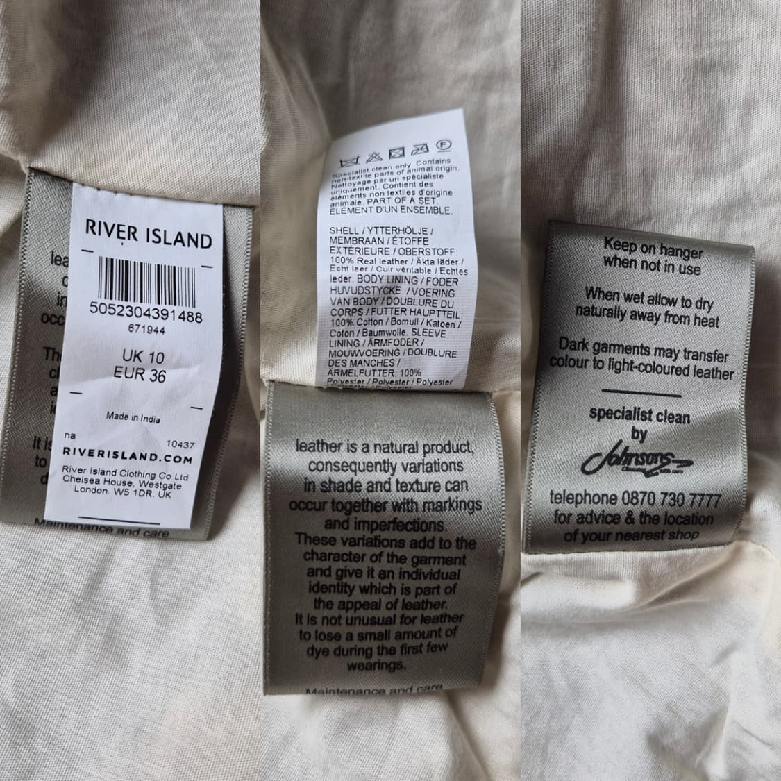 [XS] River Island 여성 리얼레더 라이더 자켓  상품이미지9