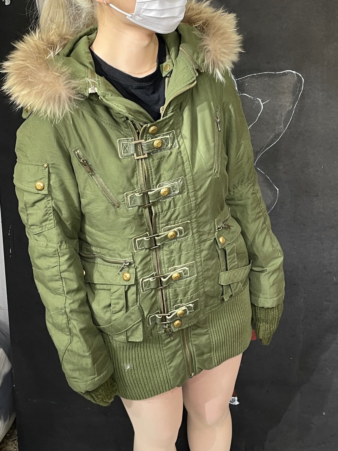 Sly 아카이브 울프죠 본디지 스트랩 퍼 후드 야상 자켓 S 상품이미지1