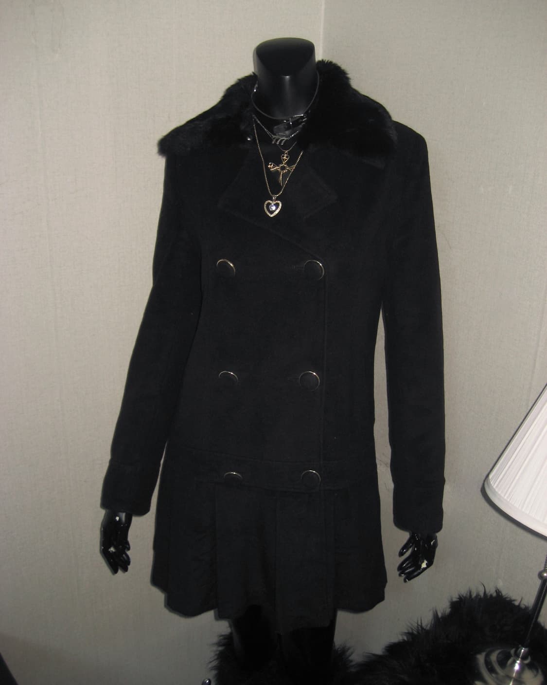 Deary 백리본 퍼 코트 블랙 디어리 디어마이러브 갸루 상품이미지3