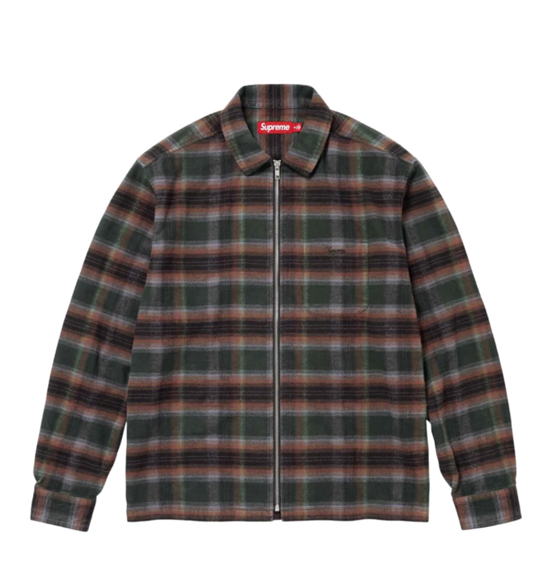 [L] 슈프림 쉐도우 플레이드 플란넬 집업 셔츠 그린 - 24SS 상품이미지9
