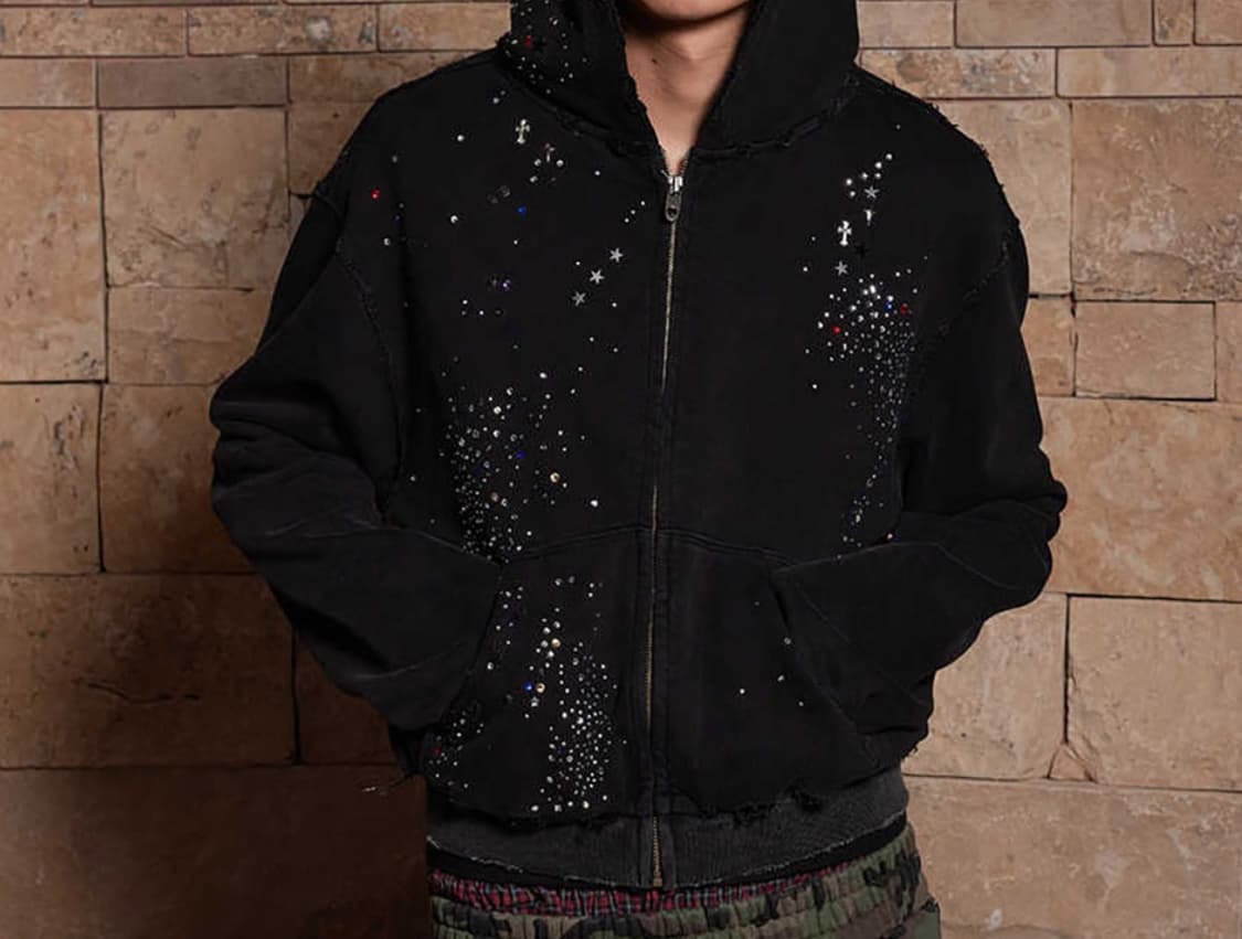 비엑세스 Starry Rhinestone Hoodie 상품이미지1