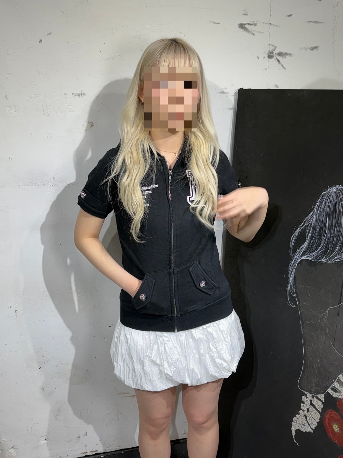 리즈리사 히메 갸루 딱붙 후드 집업 하프 져지 상품이미지1