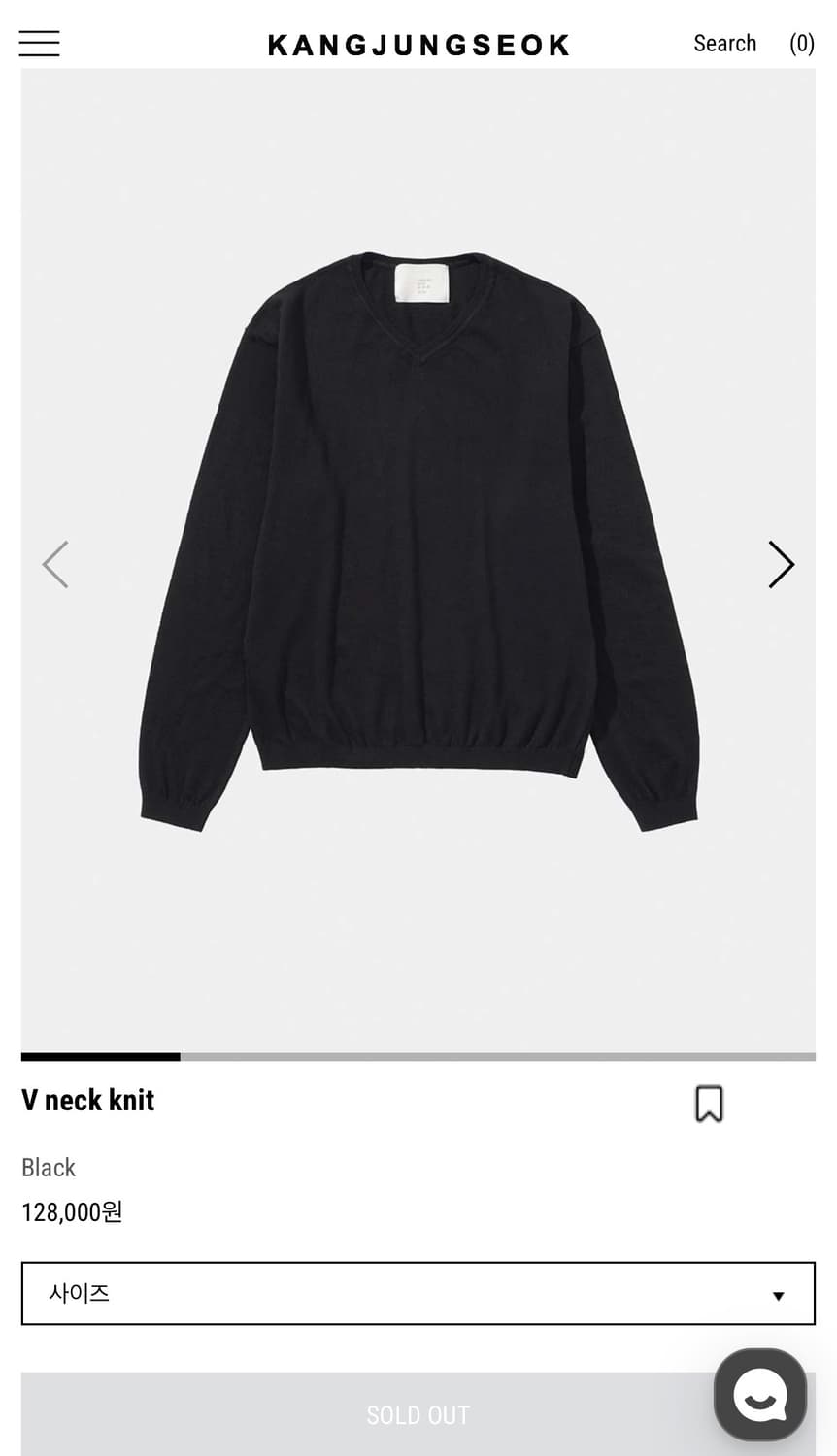 강정석 브이넥 니트 블랙 52size 상품이미지1