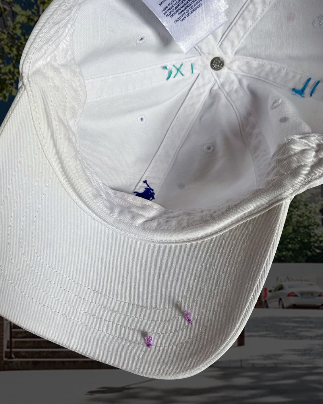 폴로 화이트 페인팅 자수 빈티지 볼캡 모자 상품이미지8