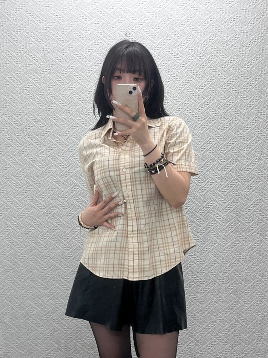 버버리 컨트리 레트로 빈티지 오트밀 체크 반팔 셔츠 XL C10779 상품이미지1