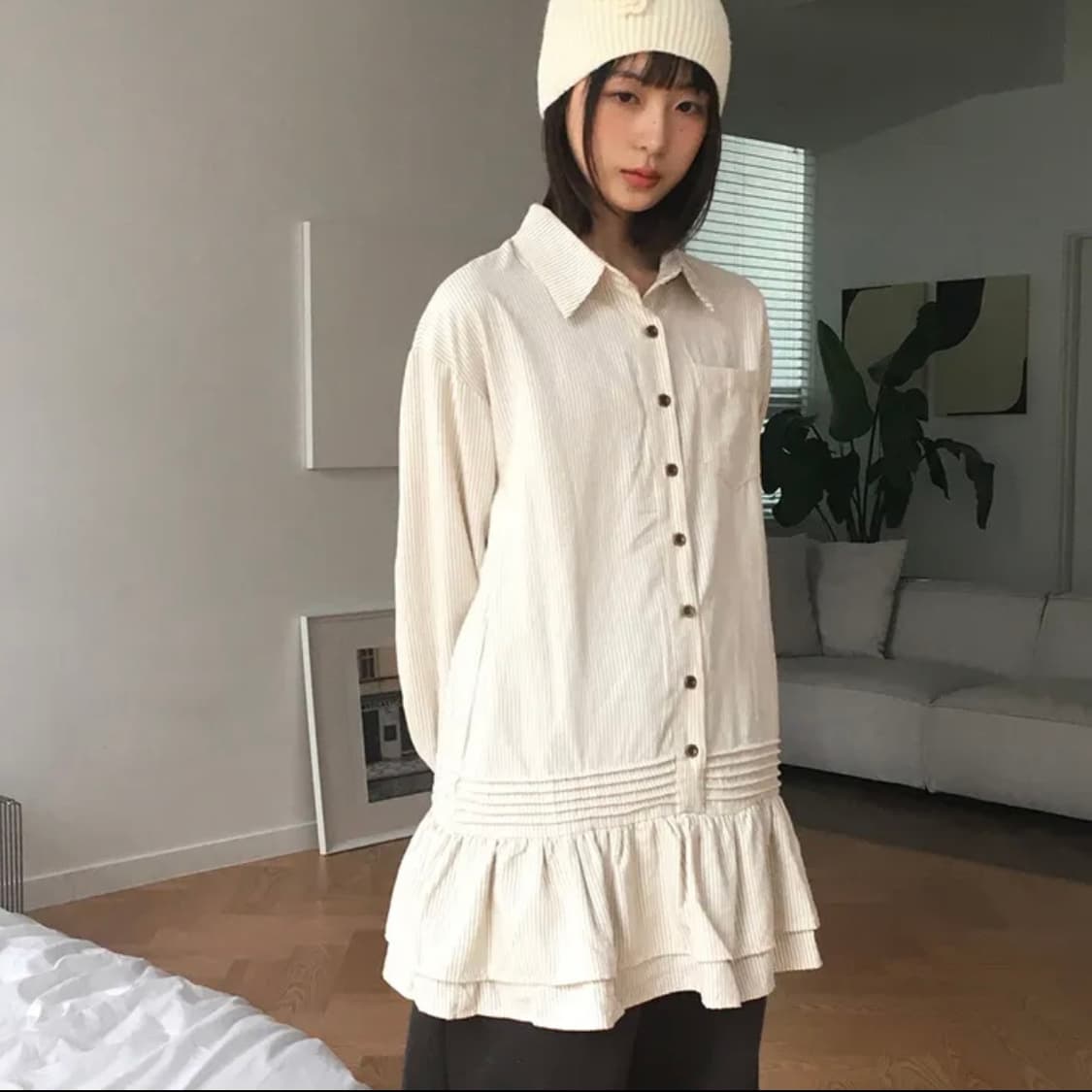 Stripe shirts one-piece 상품이미지2