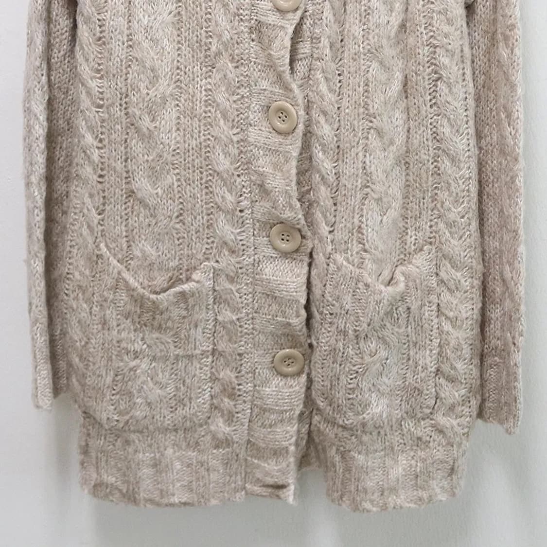 MURE 후드 퍼 롱 아이보리 가디건 모리걸 상품이미지3