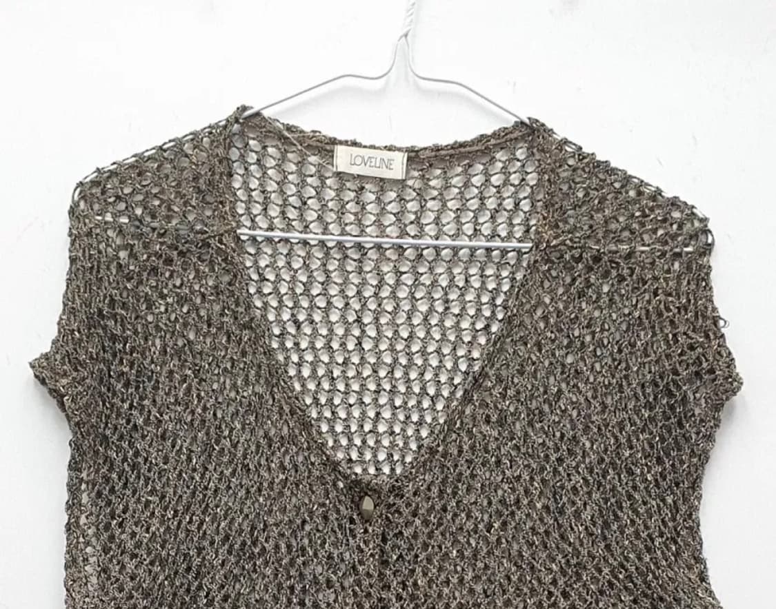 일본 빈티지 LOVELINE 브라운 니트 롱 조끼 상품이미지2