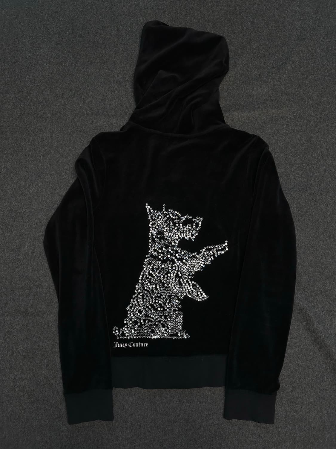 쥬시꾸뛰르 퍼피 블랙 벨벳 후드집업 y2k 갸루 괴짜 펑크 러힙 상품이미지4